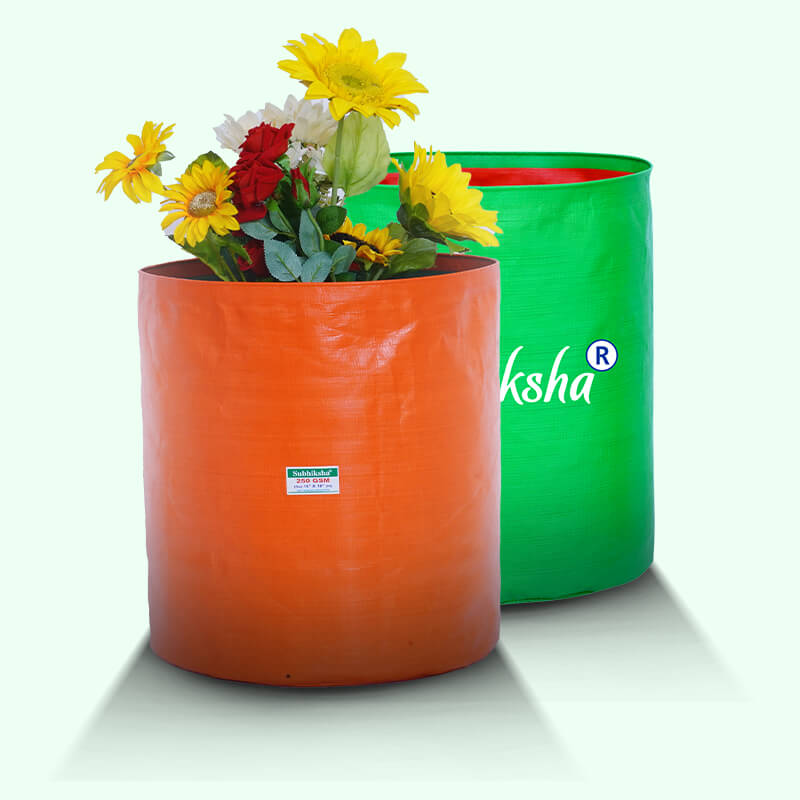 Green/orange Round Grow Bag 15x18, For Growing Plants